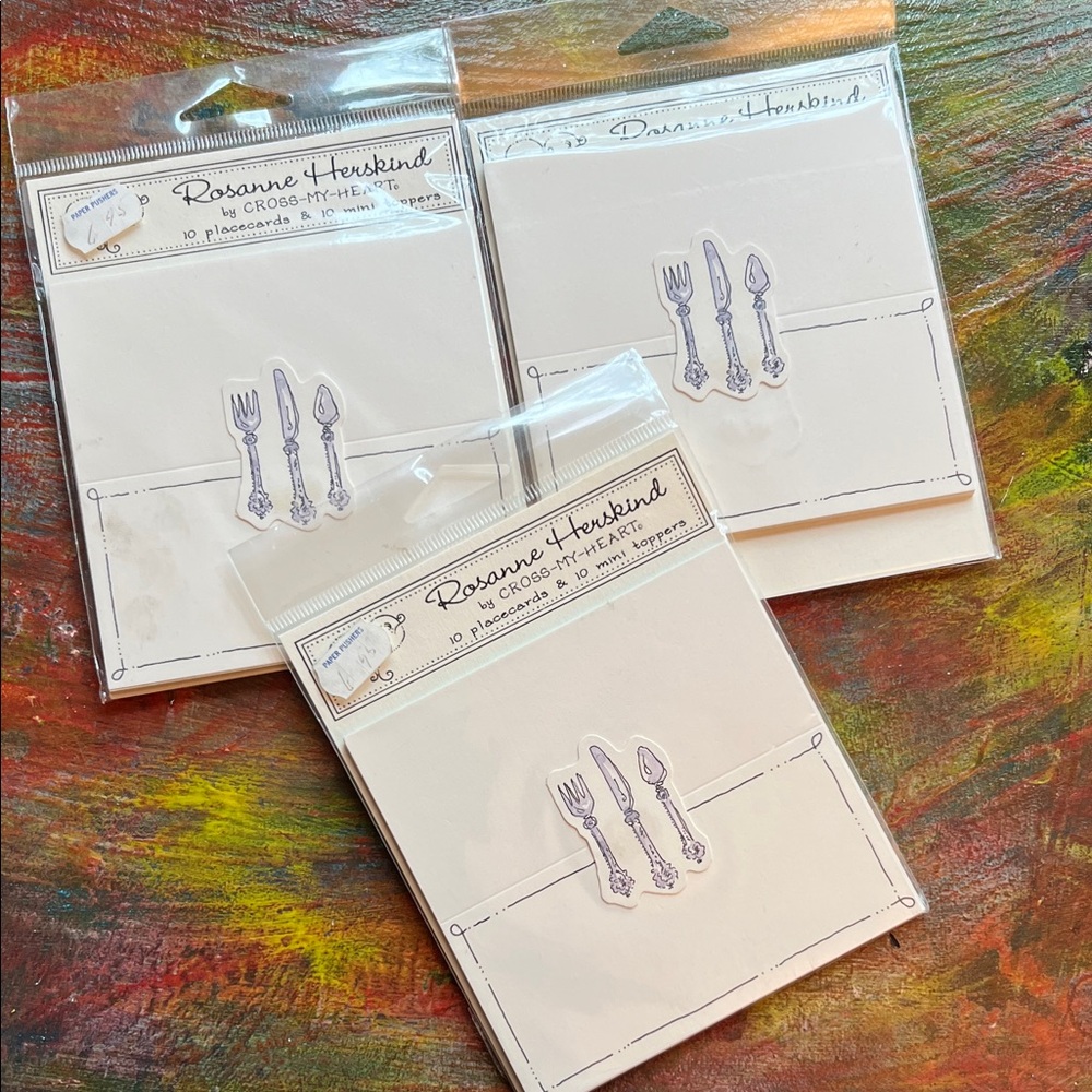 Cross-my-Heart Dining Placecards & Toppers Ivory Rosanne Herskind 3 sets Vintage